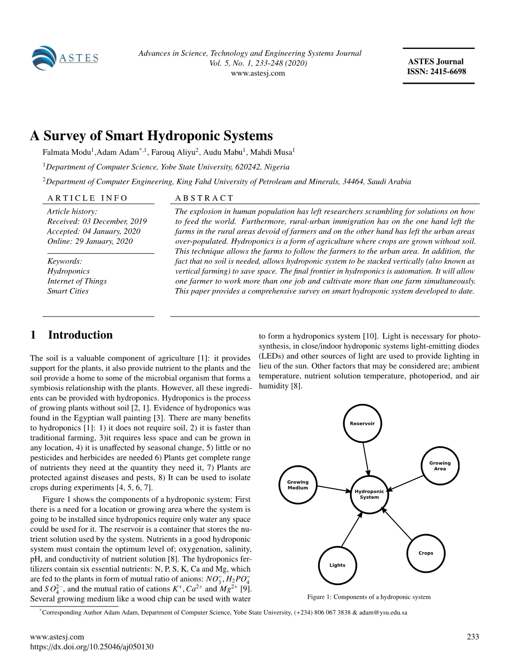 A Survey of Smart Hydroponic Systems