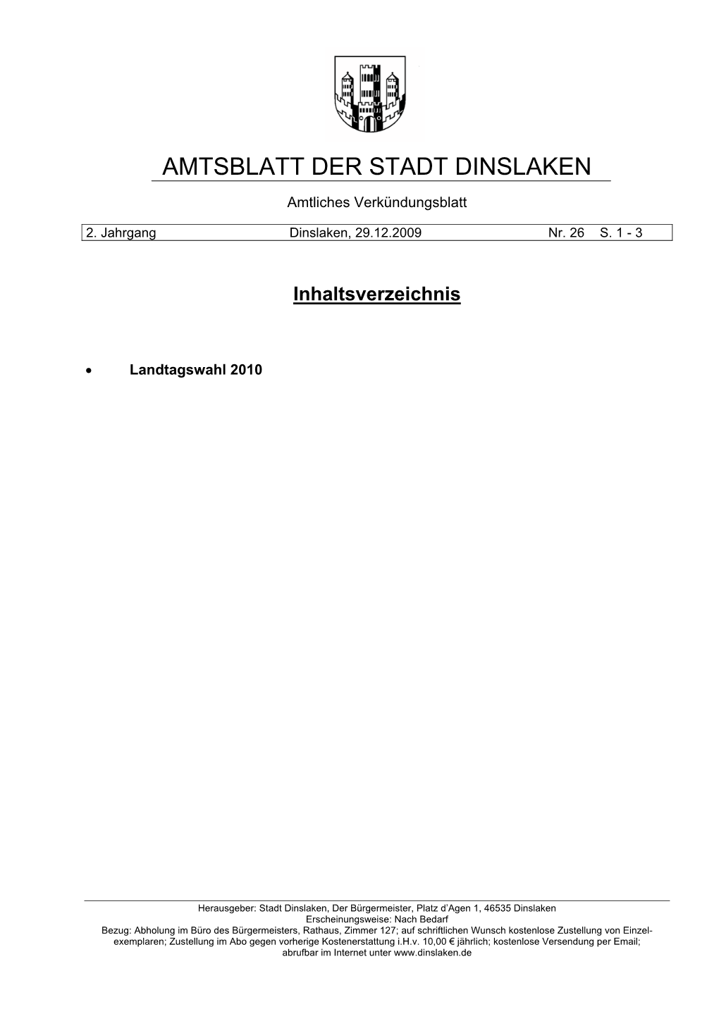 Amtsblatt Der Stadt Dinslaken