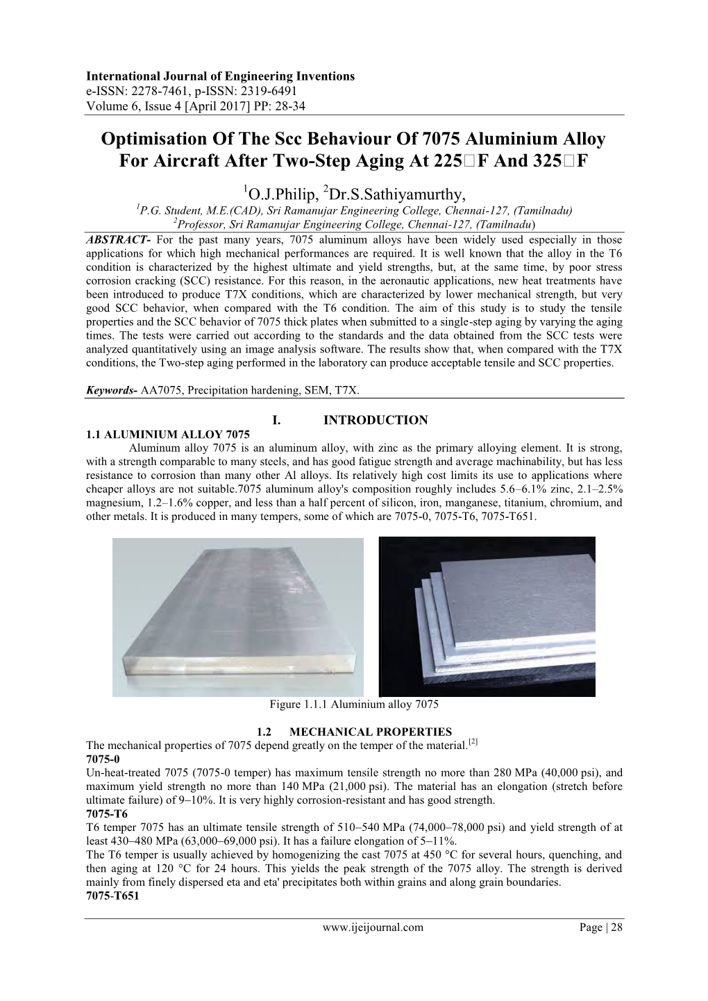 Optimisation of the Scc Behaviour of 7075 Aluminium Alloy for Aircraft After Two-Step Aging at 225˚F and 325˚F