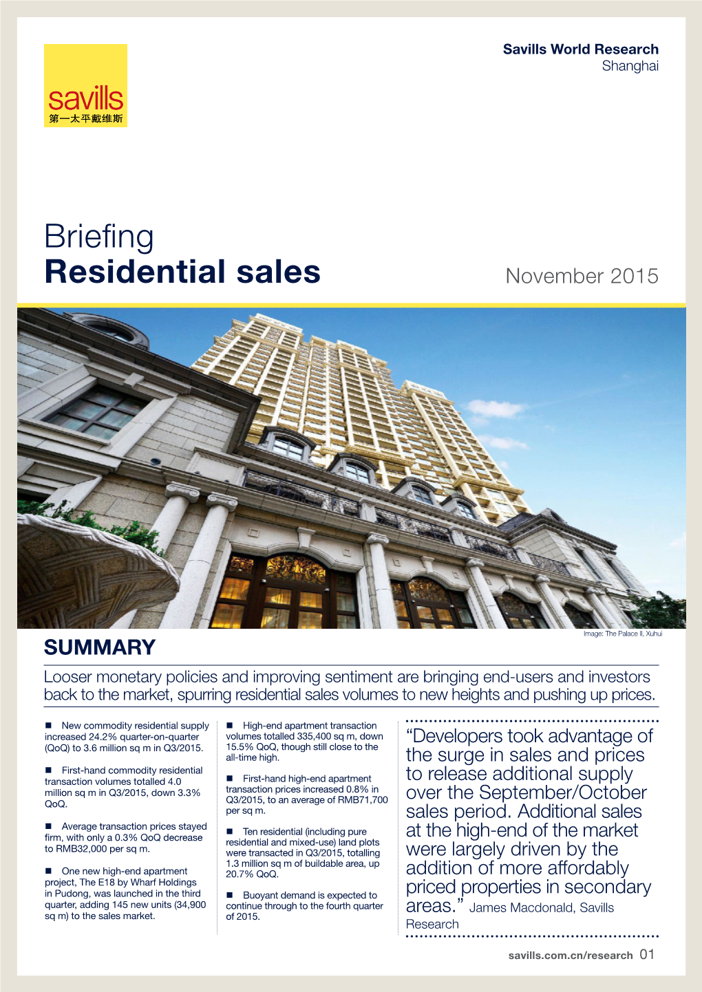 Briefing Residential Sales November 2015