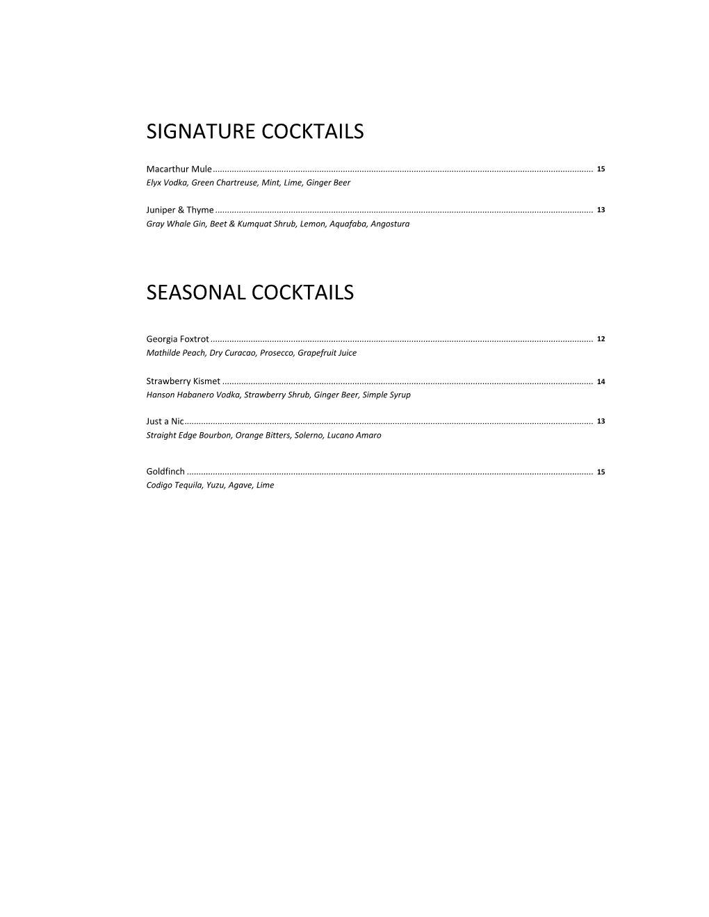 Signature Cocktails