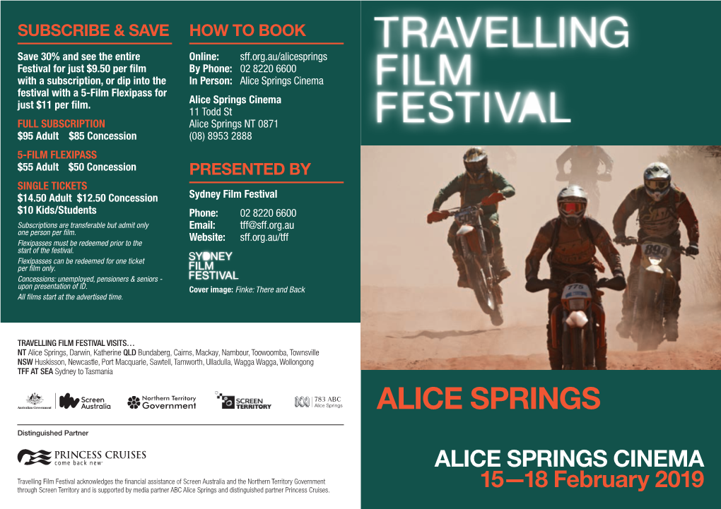 Alice Springs Cinema Festival with a 5-Film Flexipass for Just $11 Per Film