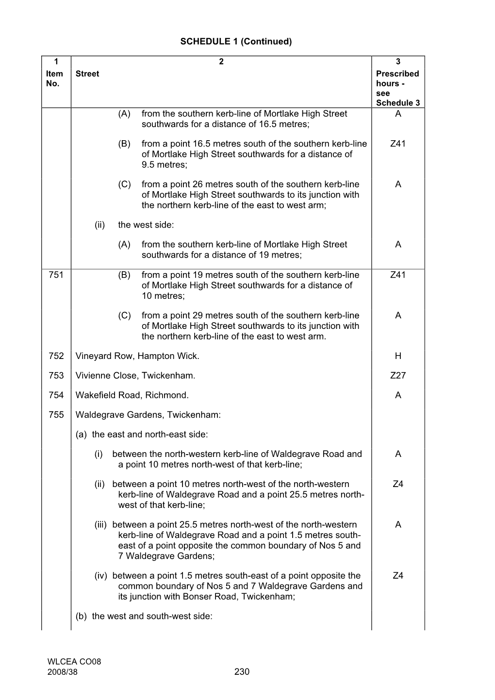 Waiting and Loading Consolidation Order 2008