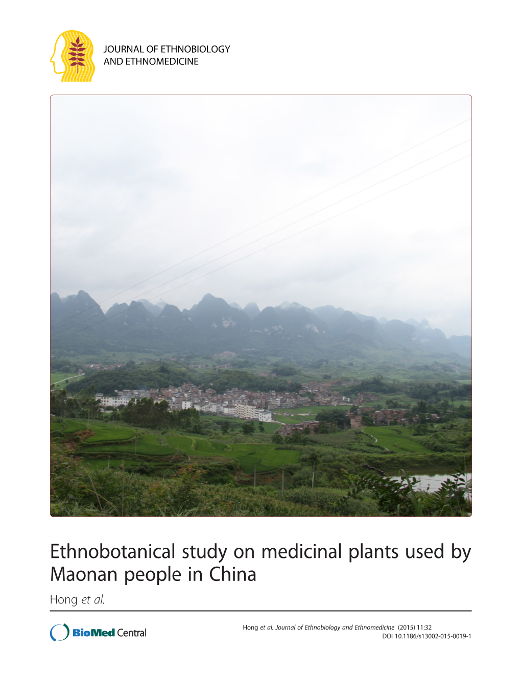 Ethnobotanical Study on Medicinal Plants Used by Maonan People in China Hong Et Al