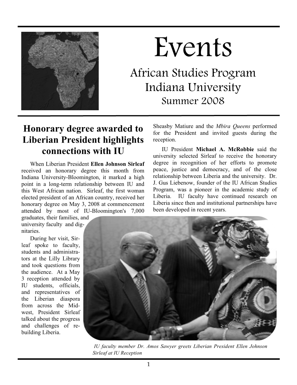 Events African Studies Program Indiana University Summer 2008