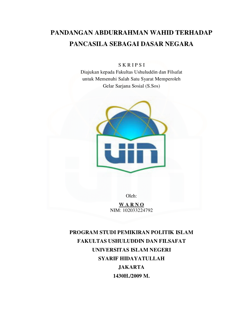 Pandangan Abdurrahman Wahid Terhadap Pancasila Sebagai Dasar Negara