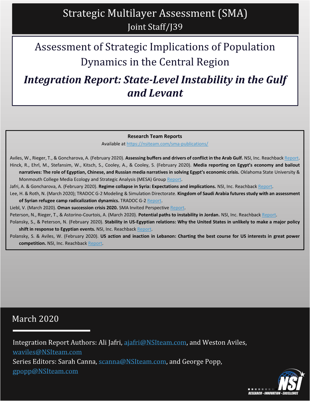 NSI Integration Report Gulf and Levant March 2020 Final