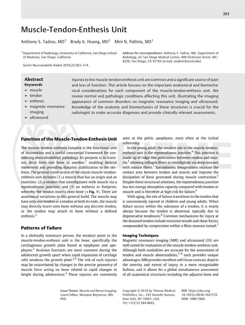 Muscle-Tendon-Enthesis Unit