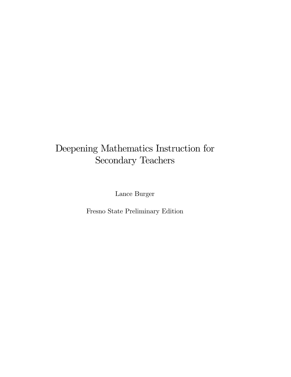 Deepening Mathematics Instruction for Secondary Teachers