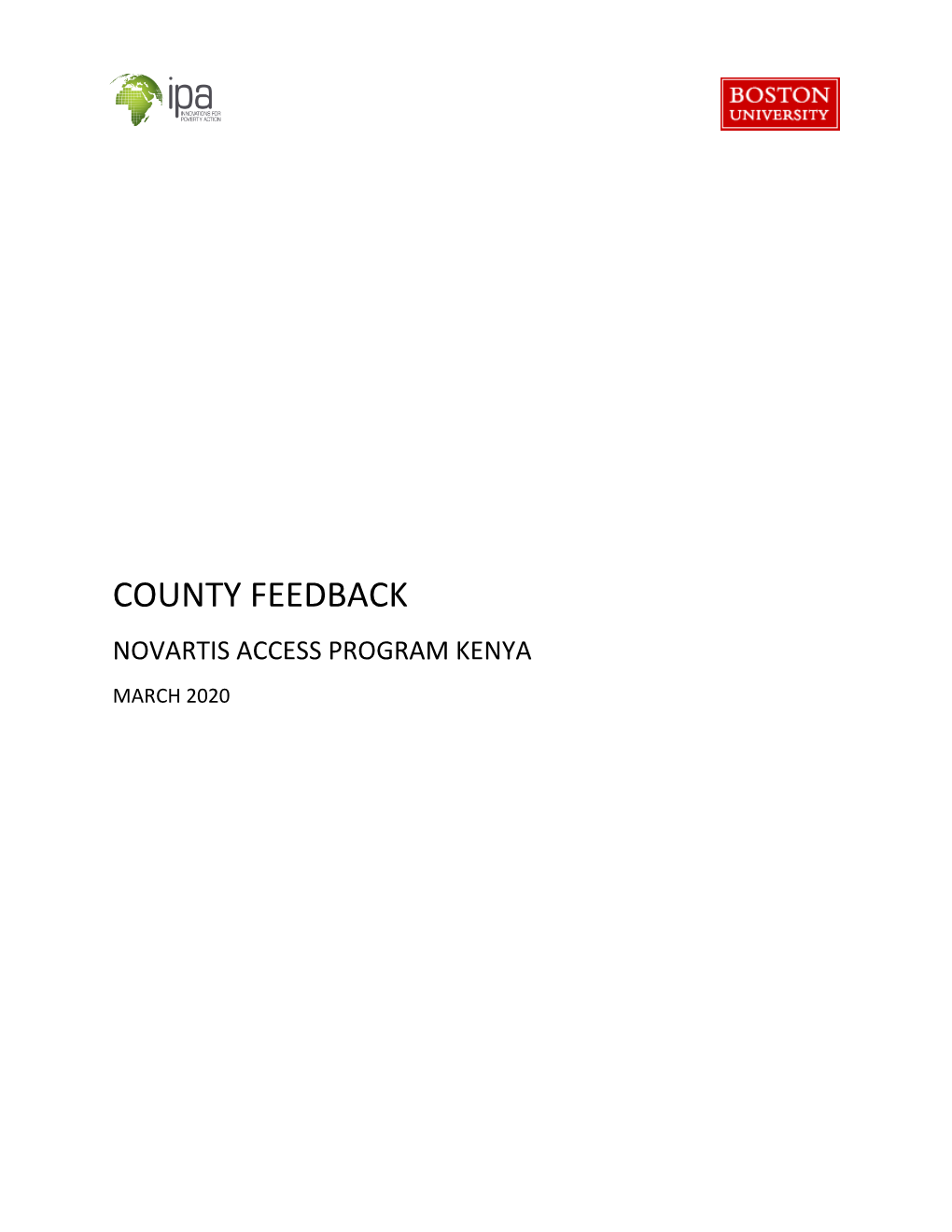 County Feedback Novartis Access Program Kenya March 2020