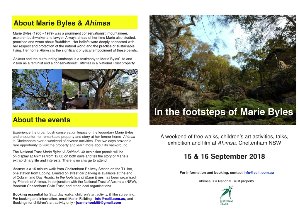 In the Footsteps of Marie Byles About the Events