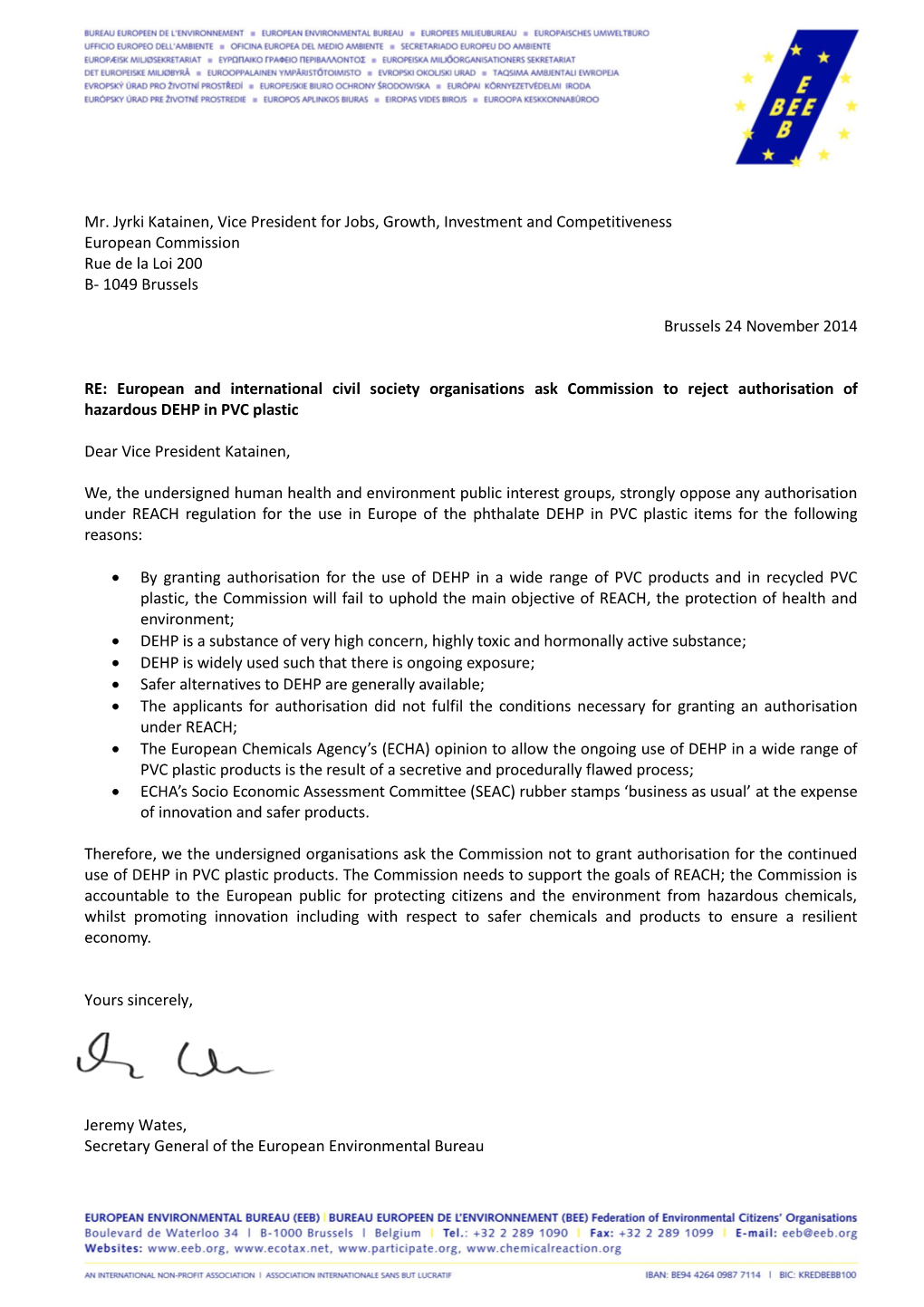 Joint Letter Asking That the Commission