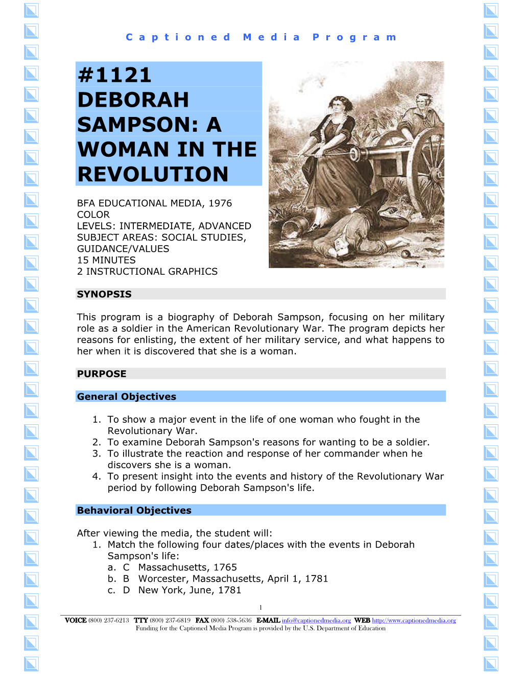 Deborah Sampson: a Woman in the Revolution