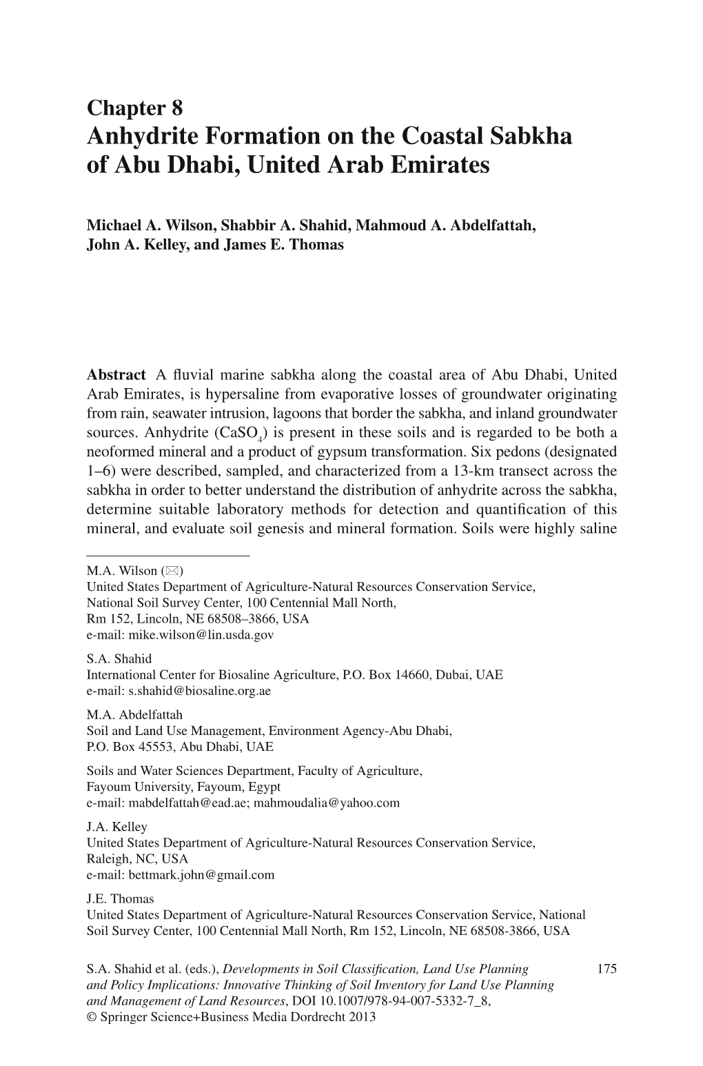 Anhydrite Formation on the Coastal Sabkha of Abu Dhabi, United Arab Emirates