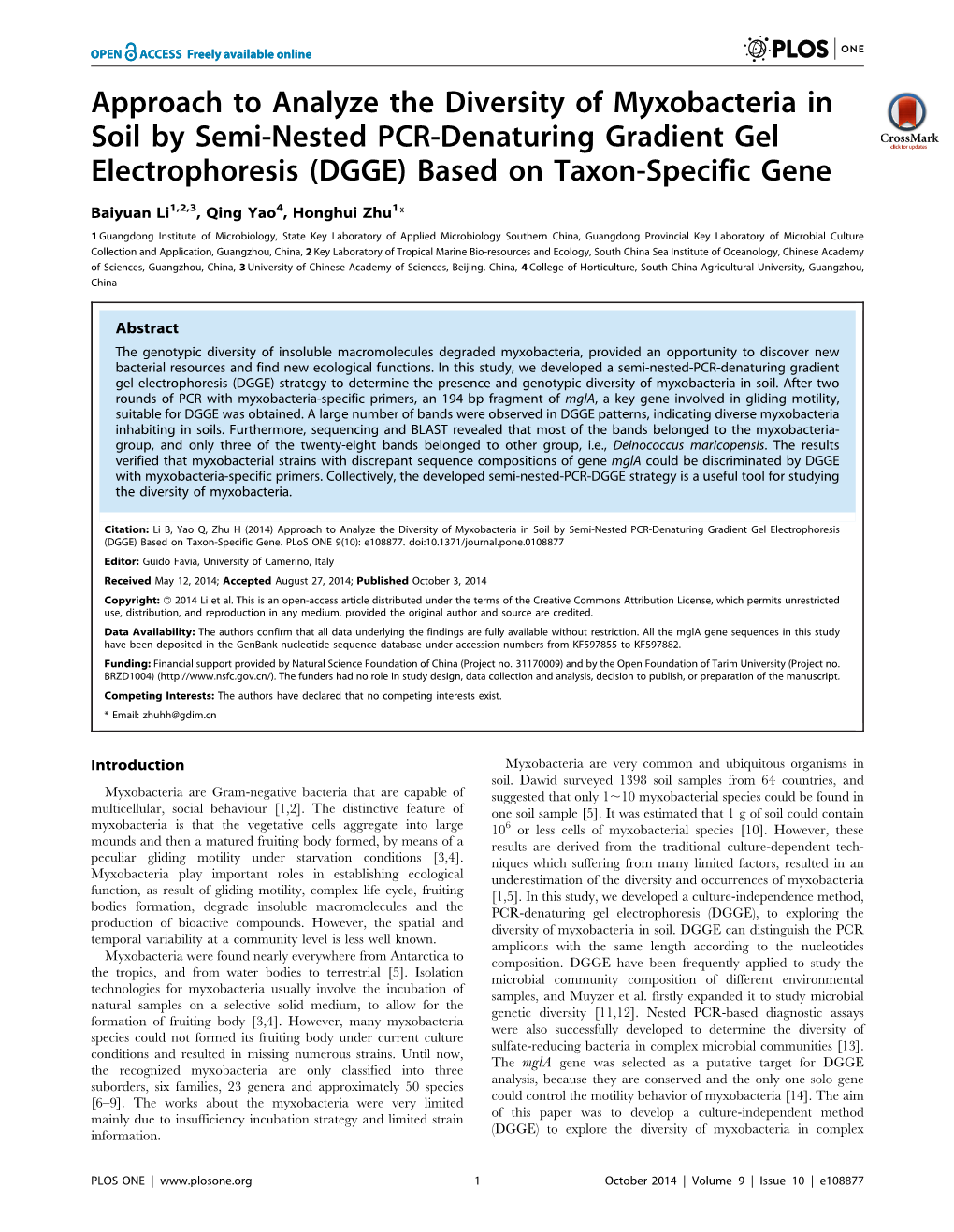 DGGE) Based on Taxon-Specific Gene