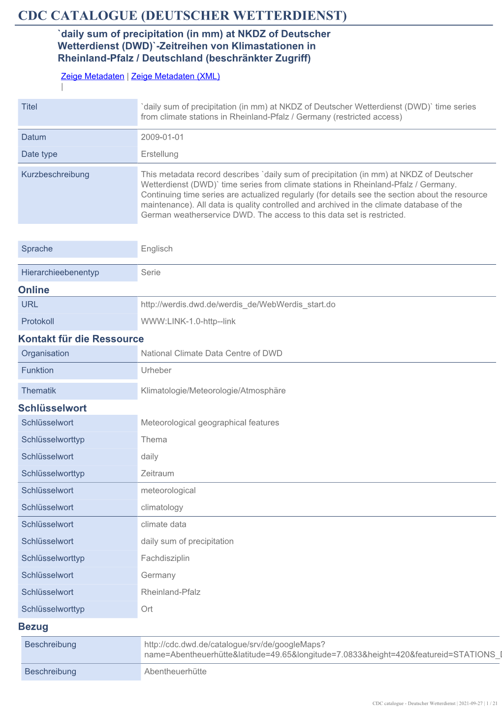 Cdc Catalogue (Deutscher Wetterdienst)