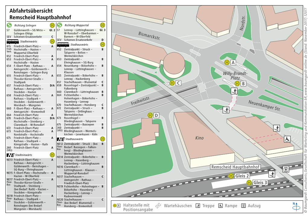 Abfahrtsübersicht Remscheid Hauptbahnhof