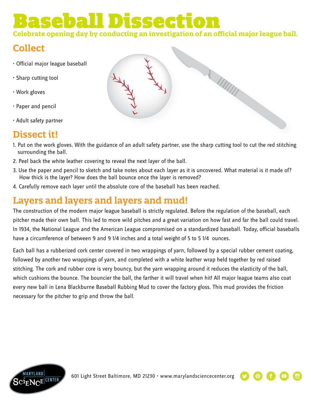 Baseball Dissection Celebrate Opening Day by Conducting an Investigation of an Oﬃcial Major League Ball