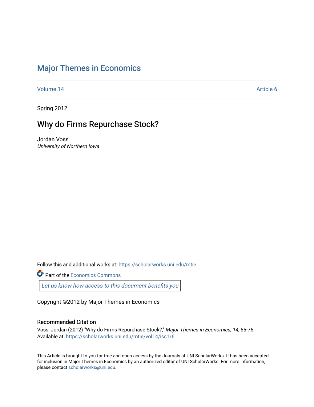 Why Do Firms Repurchase Stock?