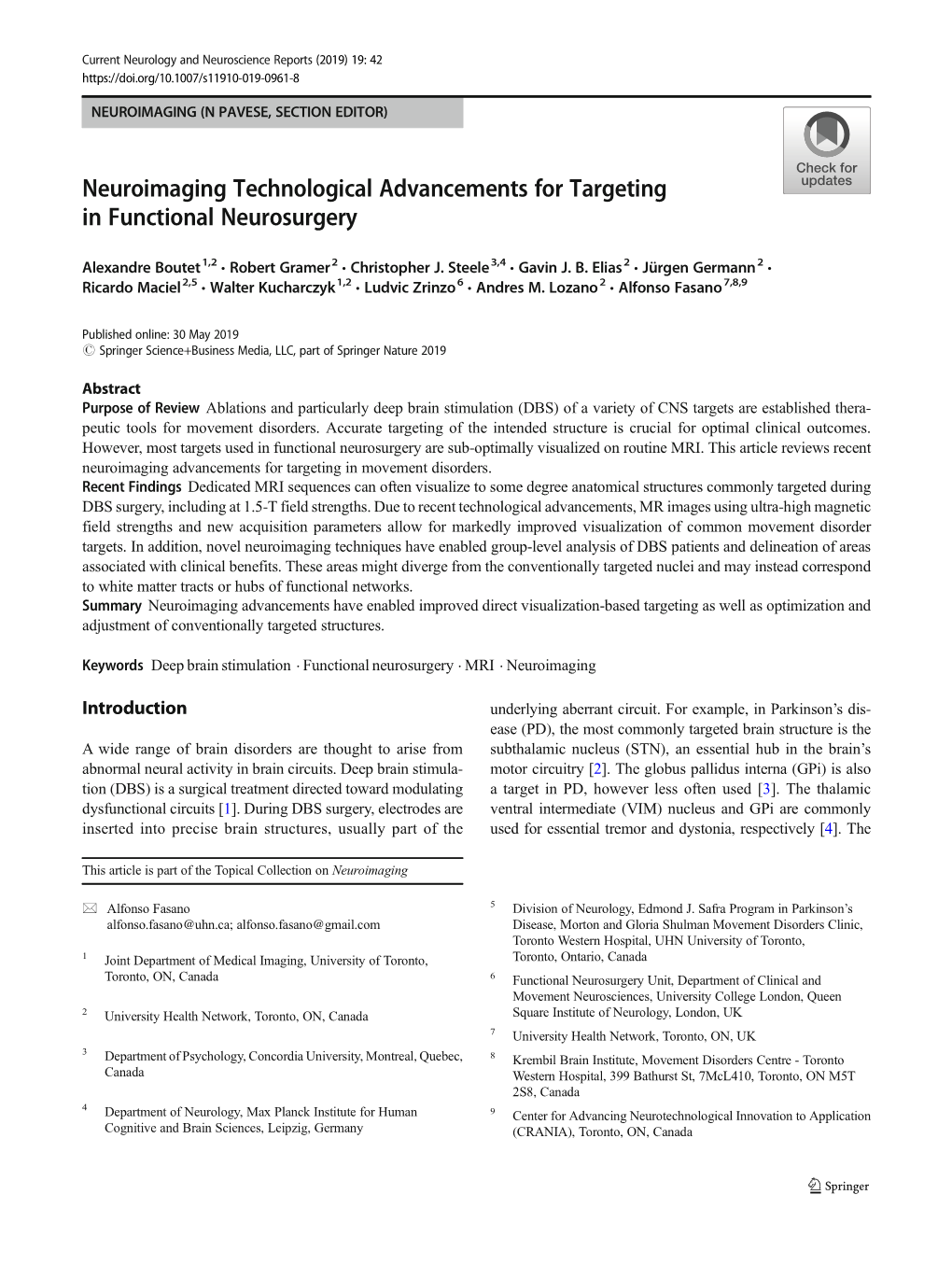 Neuroimaging Technological Advancements for Targeting in Functional Neurosurgery