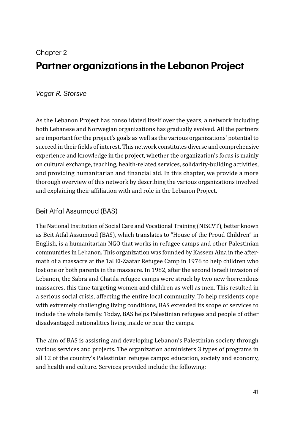 Partner Organizations in the Lebanon Project