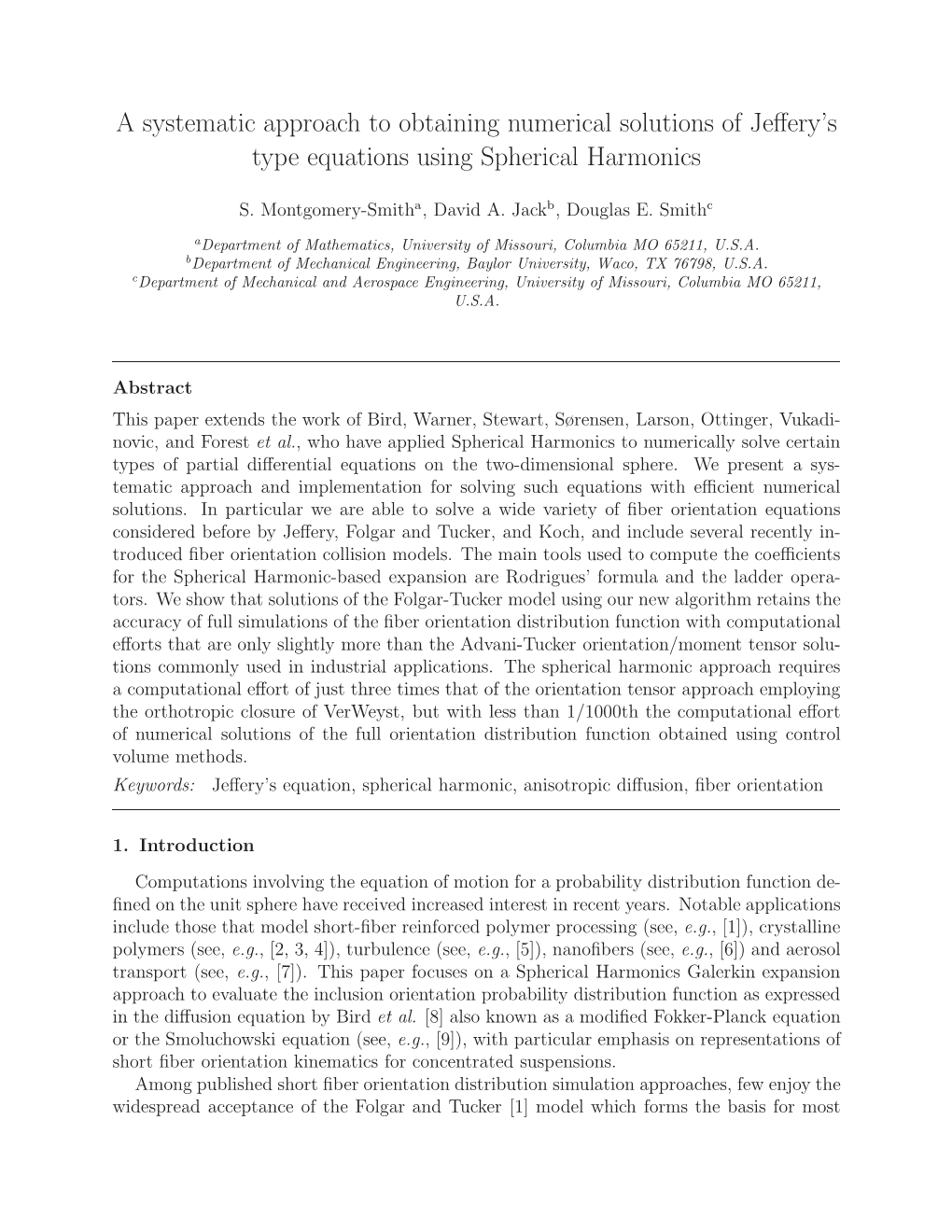 A Systematic Approach to Obtaining Numerical Solutions of Jeffery's Type