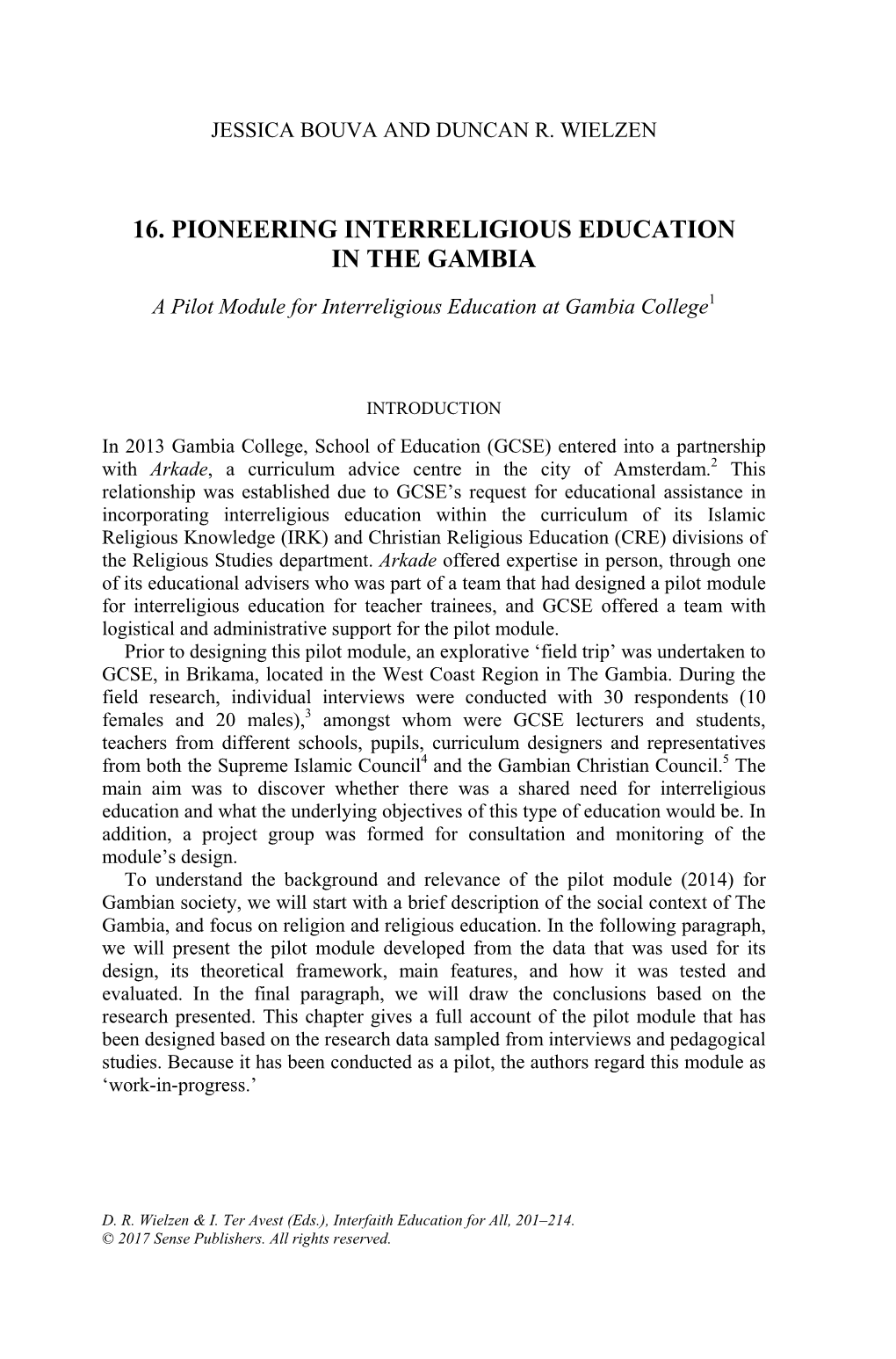 16. Pioneering Interreligious Education in the Gambia