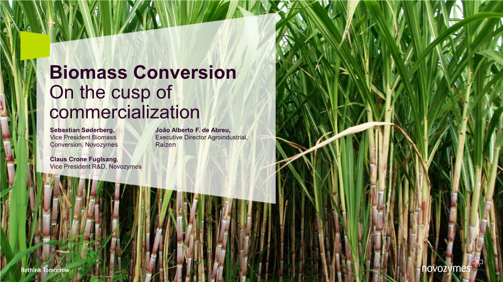 Biomass Conversion on the Cusp of Commercialization Sebastian Søderberg, João Alberto F