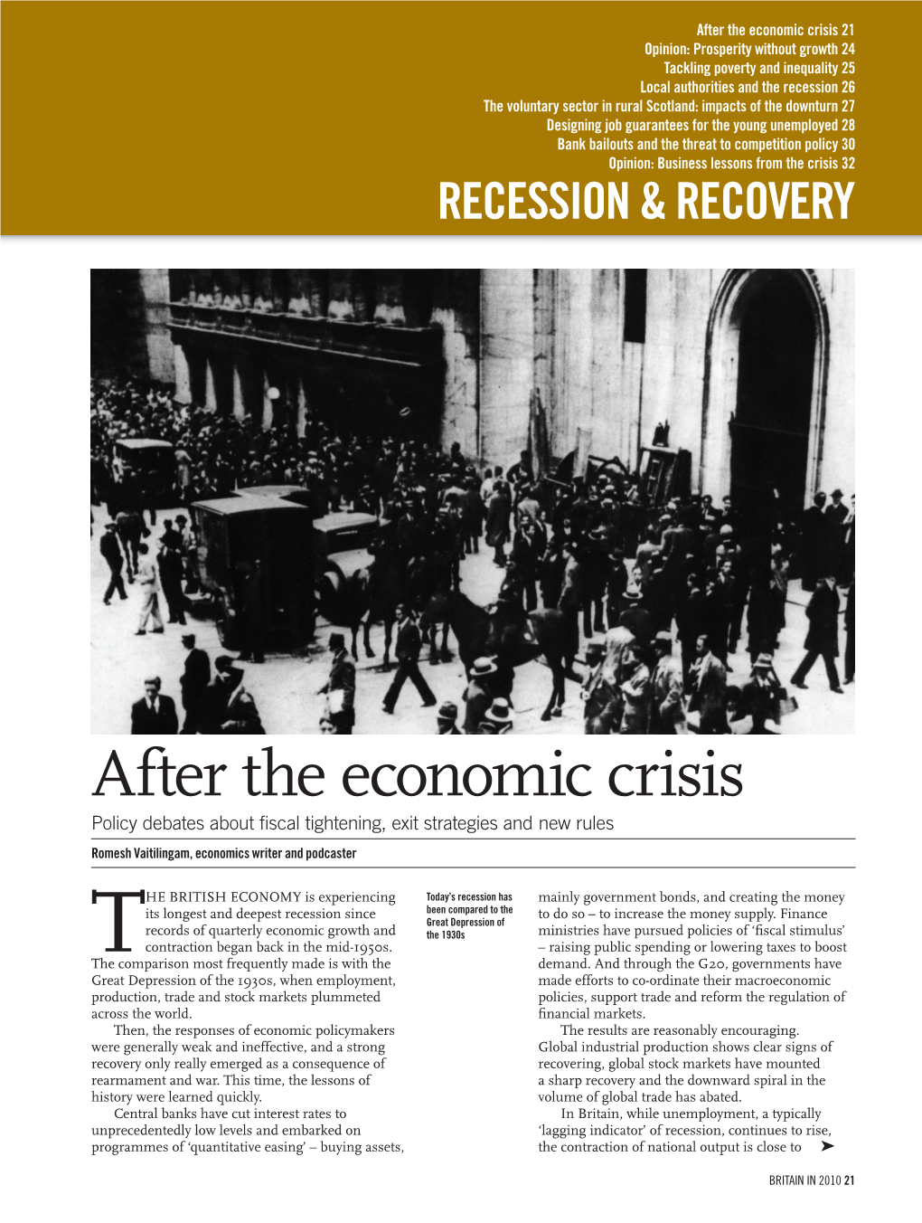 Britain in 2010 Recession and Recovery