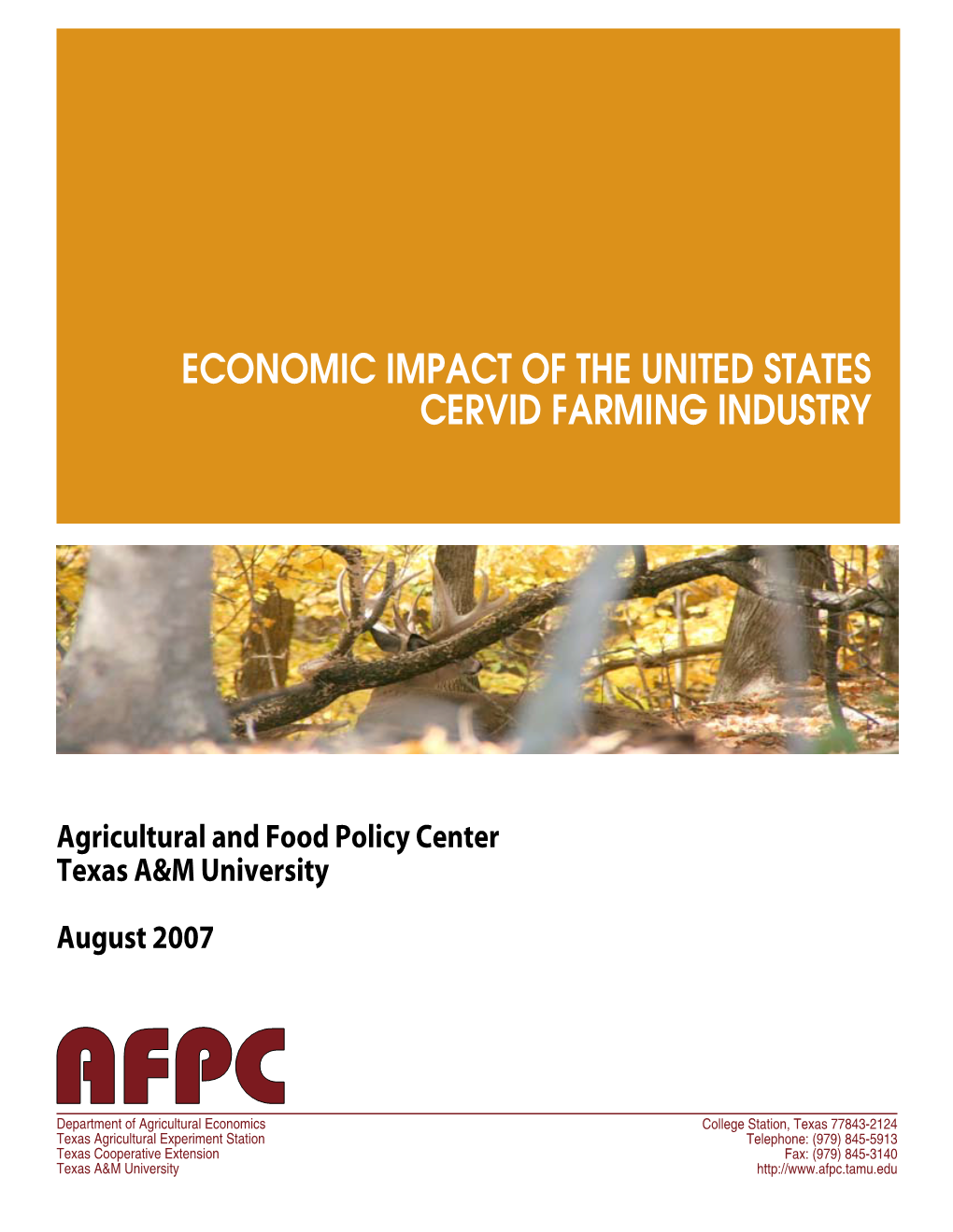 Economic Impact of the United States Cervid Farming Industry