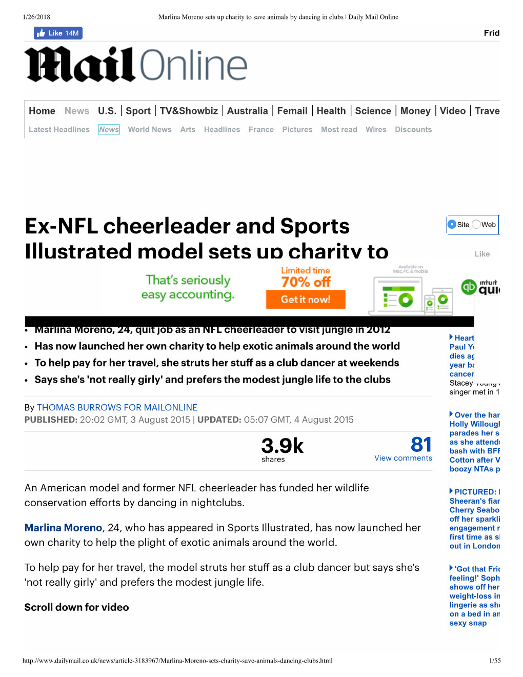 Ex-NFL Cheerleader and Sports Illustrated Model Sets up Charity To