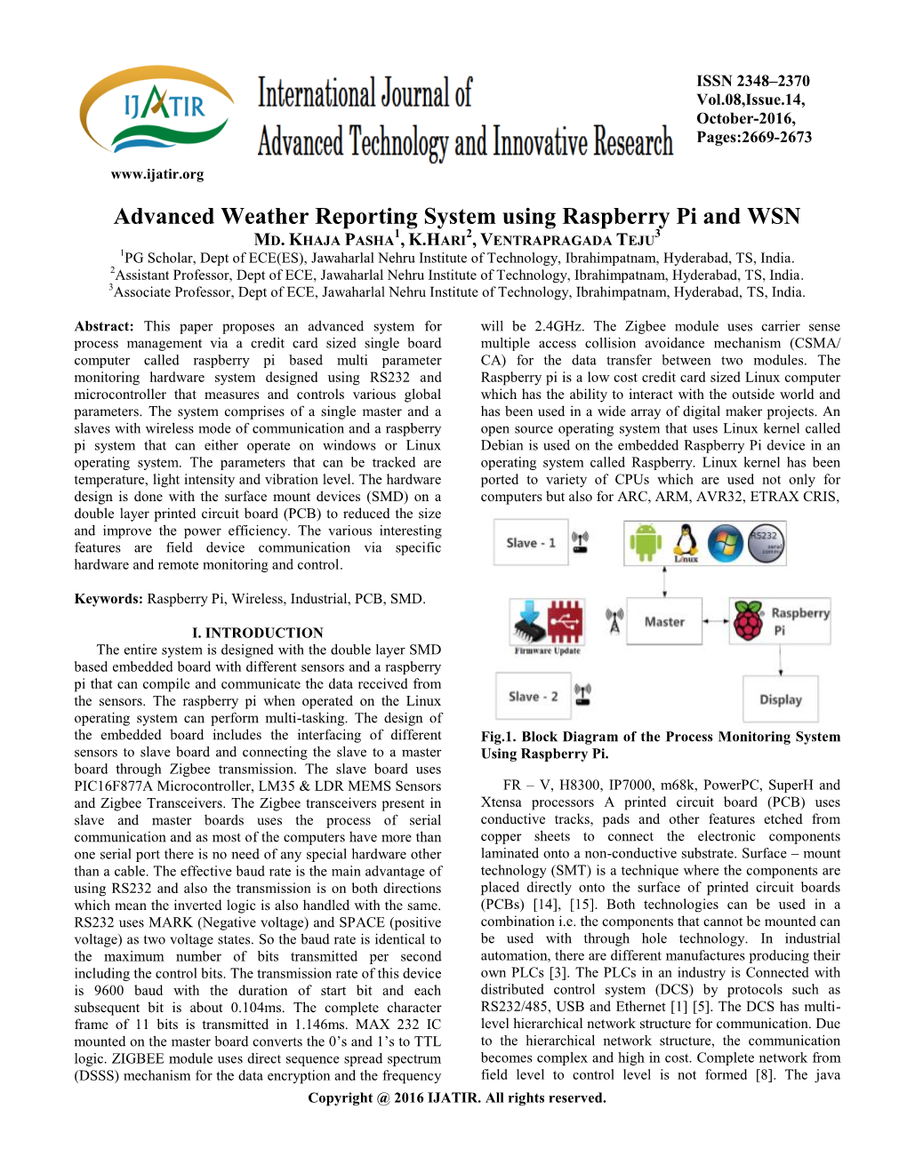 Advanced Weather Reporting System Using Raspberry Pi and WSN 1 2 3 MD