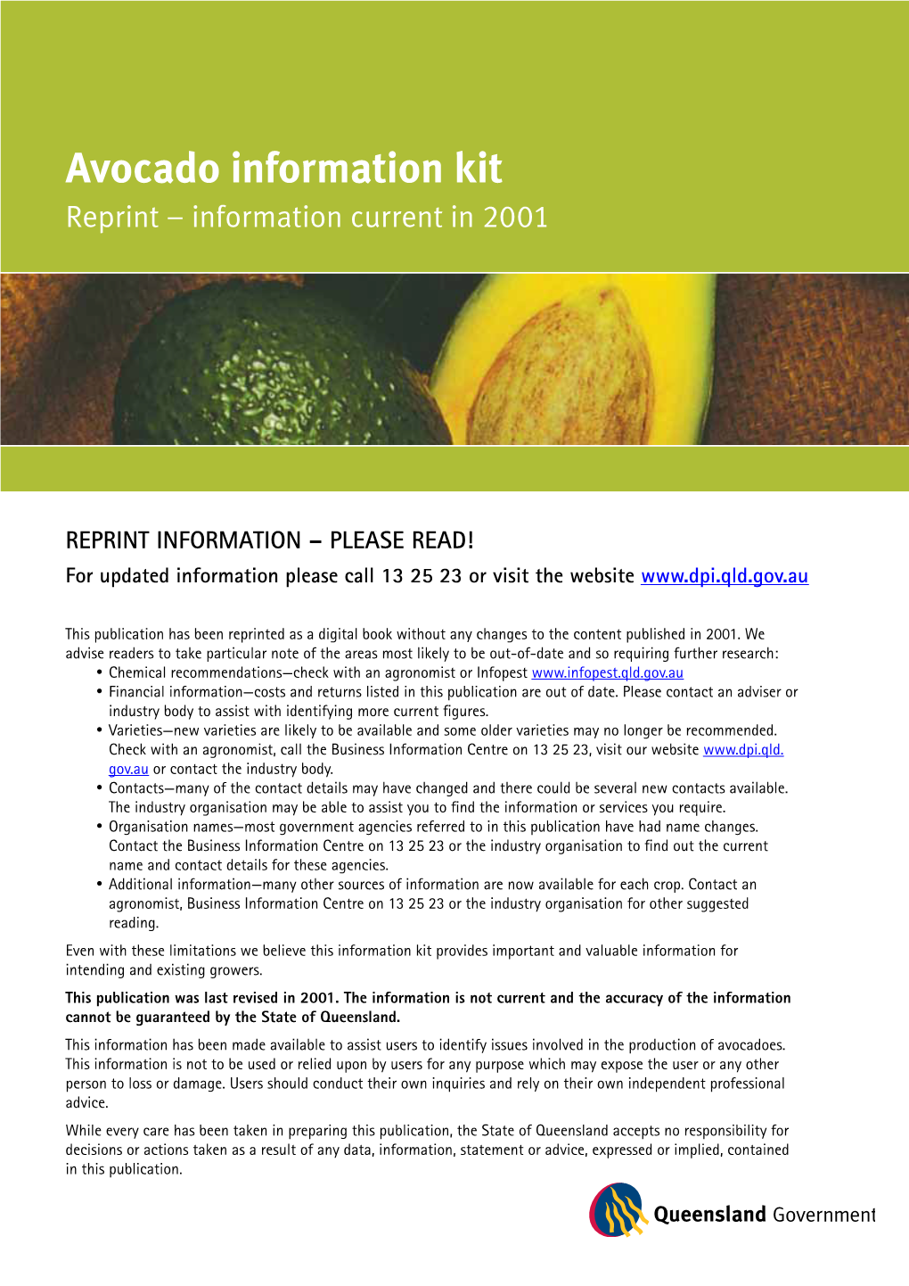 Avocado Information Kit (2001) Reprint