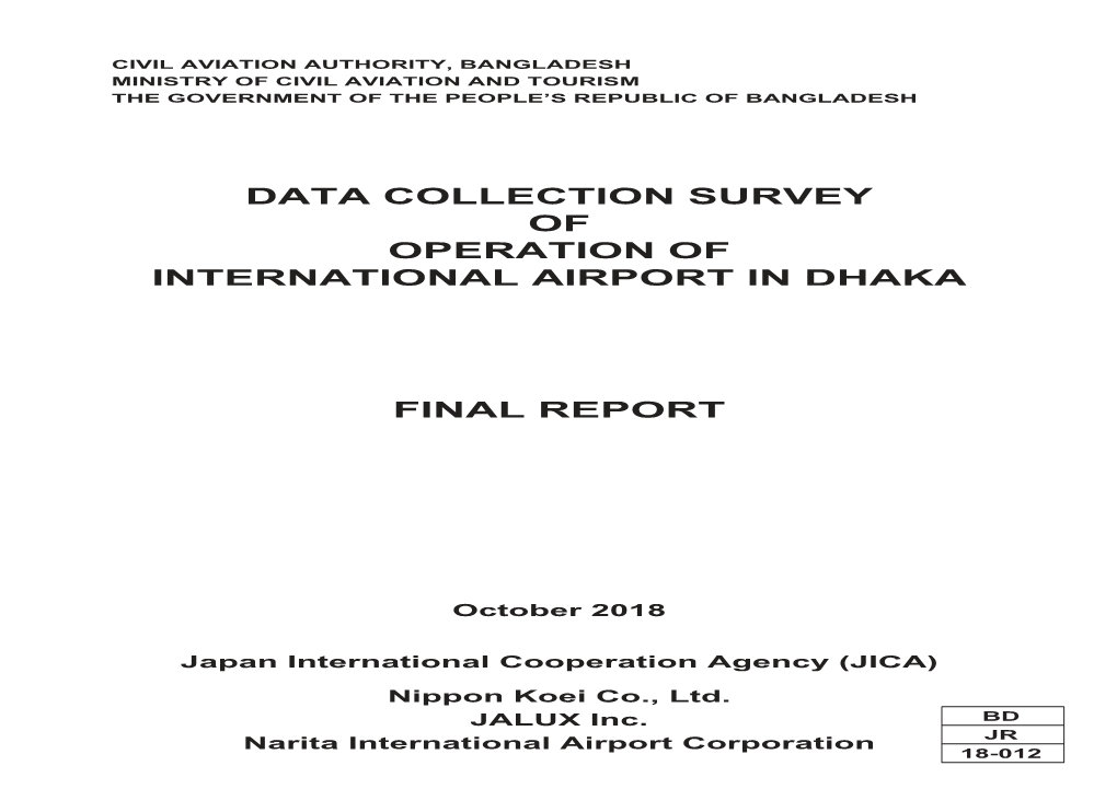 Data Collection Survey of Operation of International Airport in Dhaka