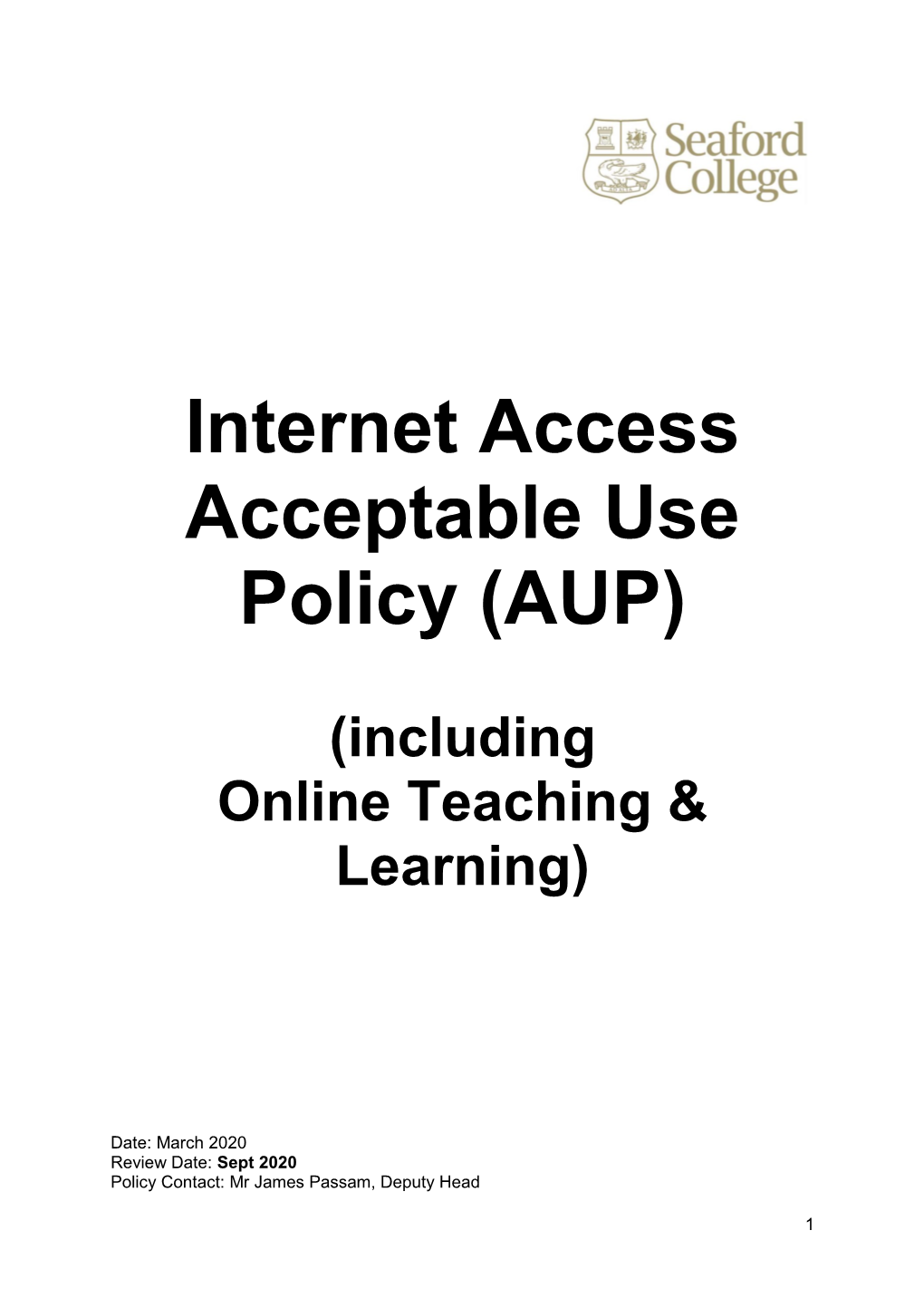 Internet Access Acceptable Use Policy (AUP)