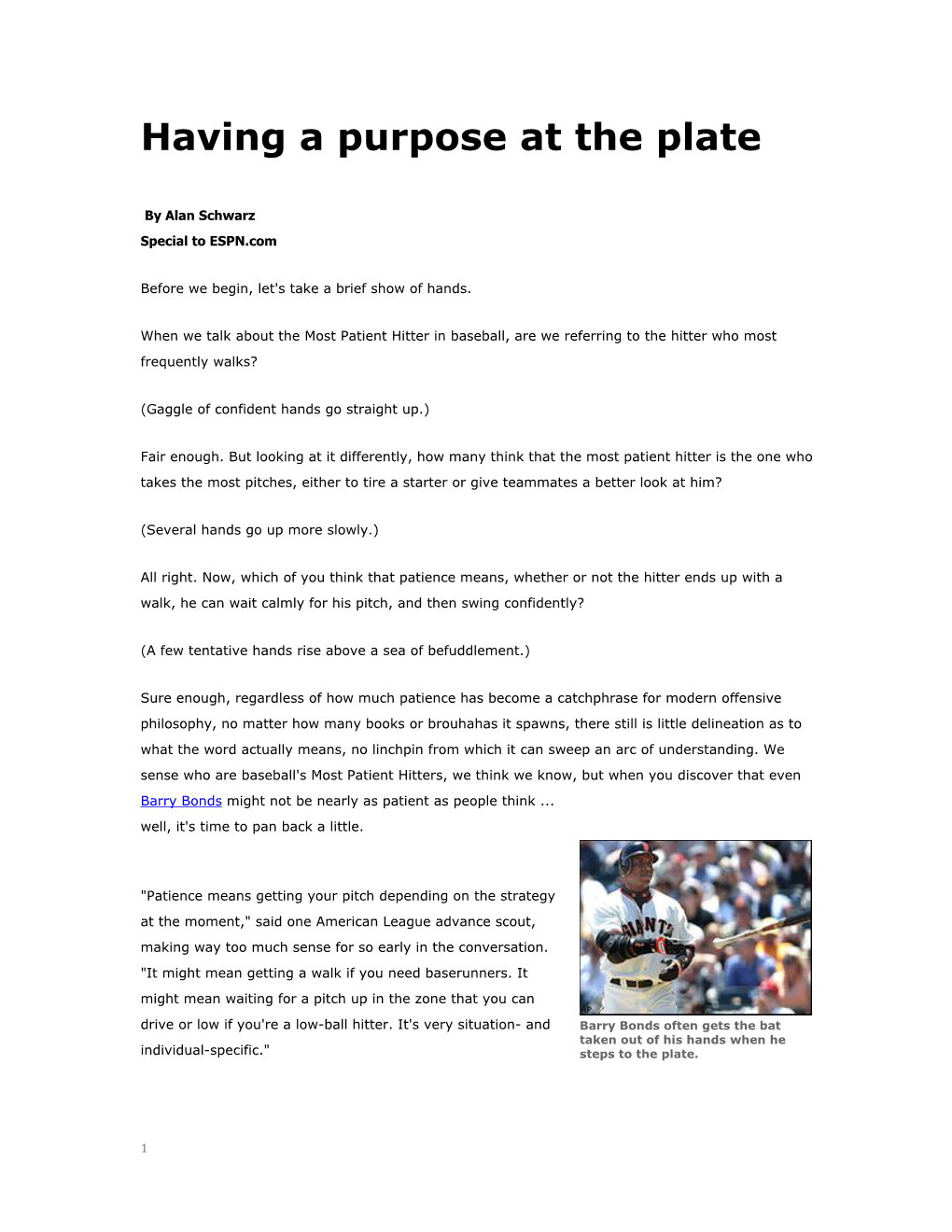Purpose at the Plate