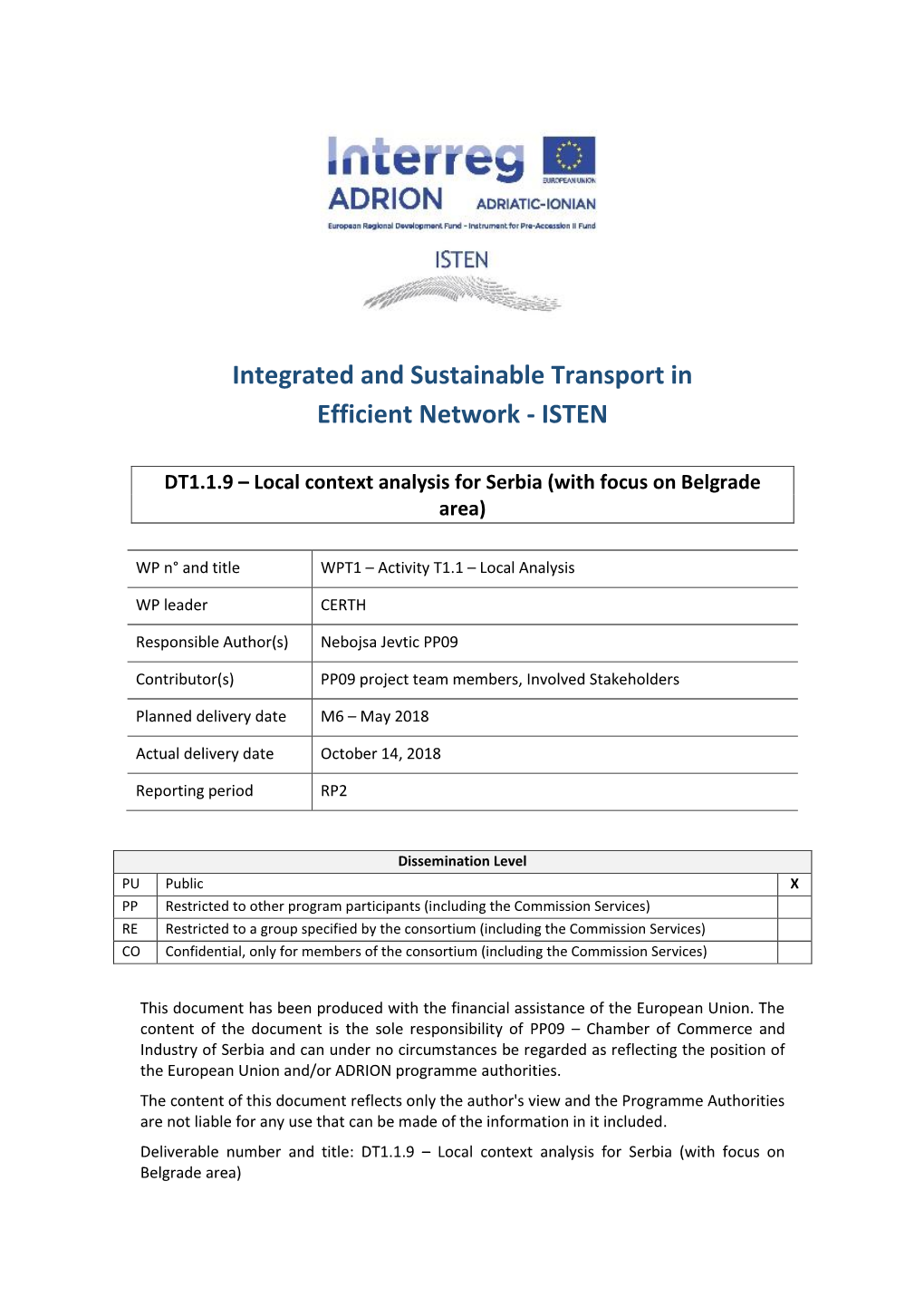 Integrated and Sustainable Transport in Efficient Network - ISTEN