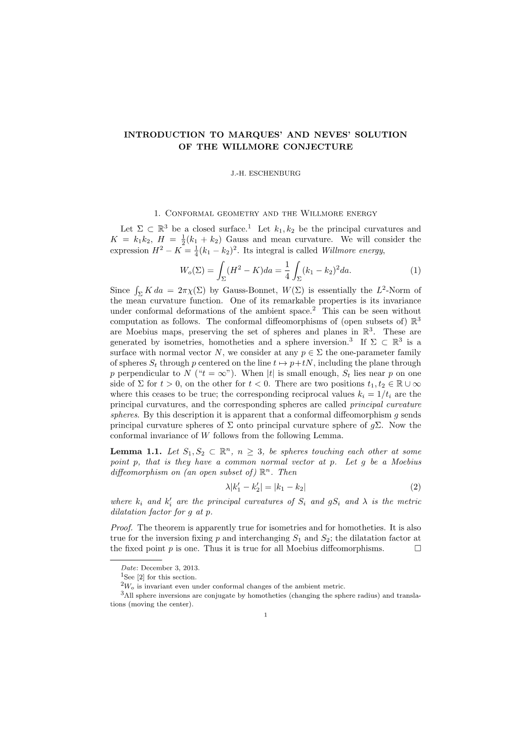 Introduction to Marques' and Neves' Solution of The