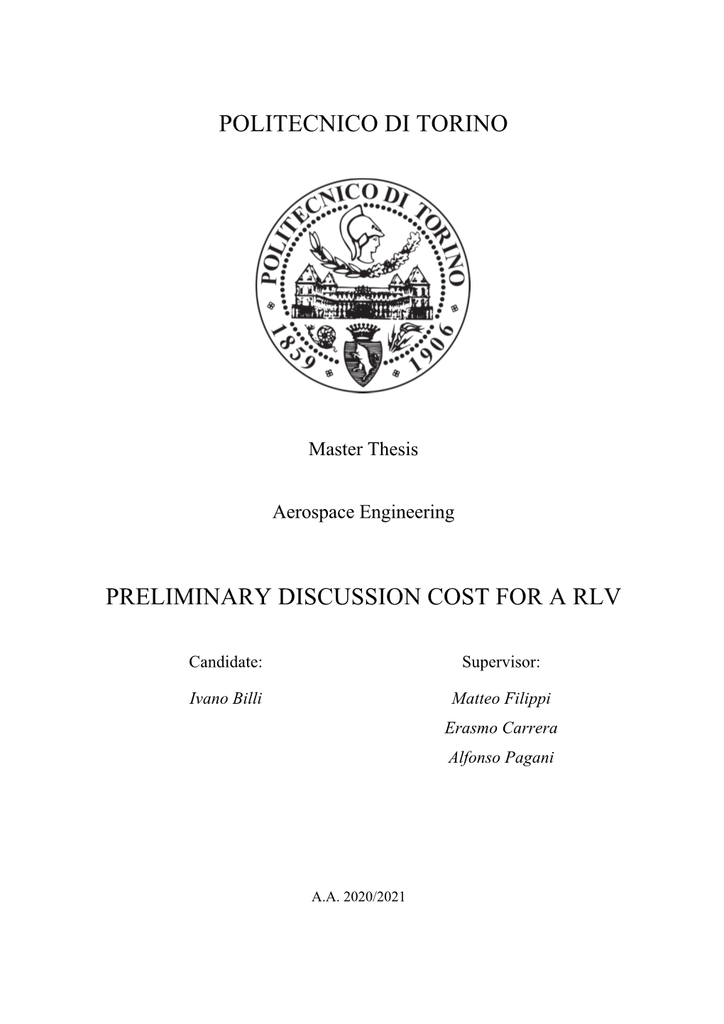 Preliminary Discussion Cost for a Rlv