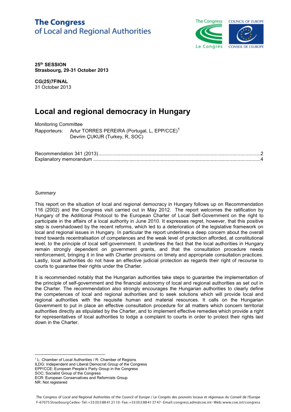 Local and Regional Democracy in Hungary