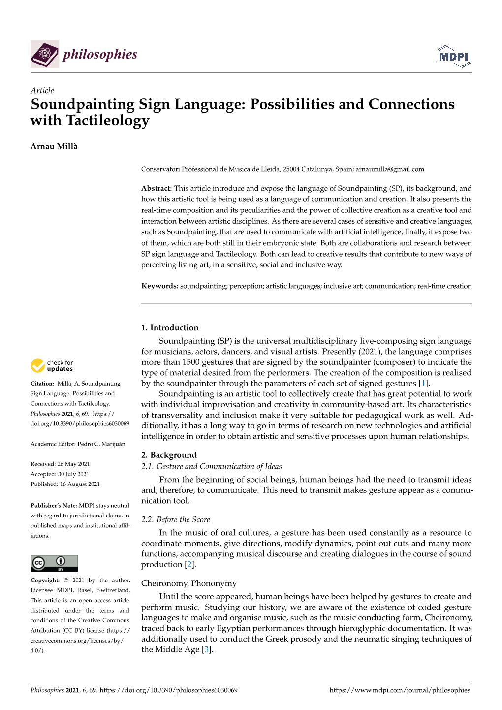 Soundpainting Sign Language: Possibilities and Connections with Tactileology