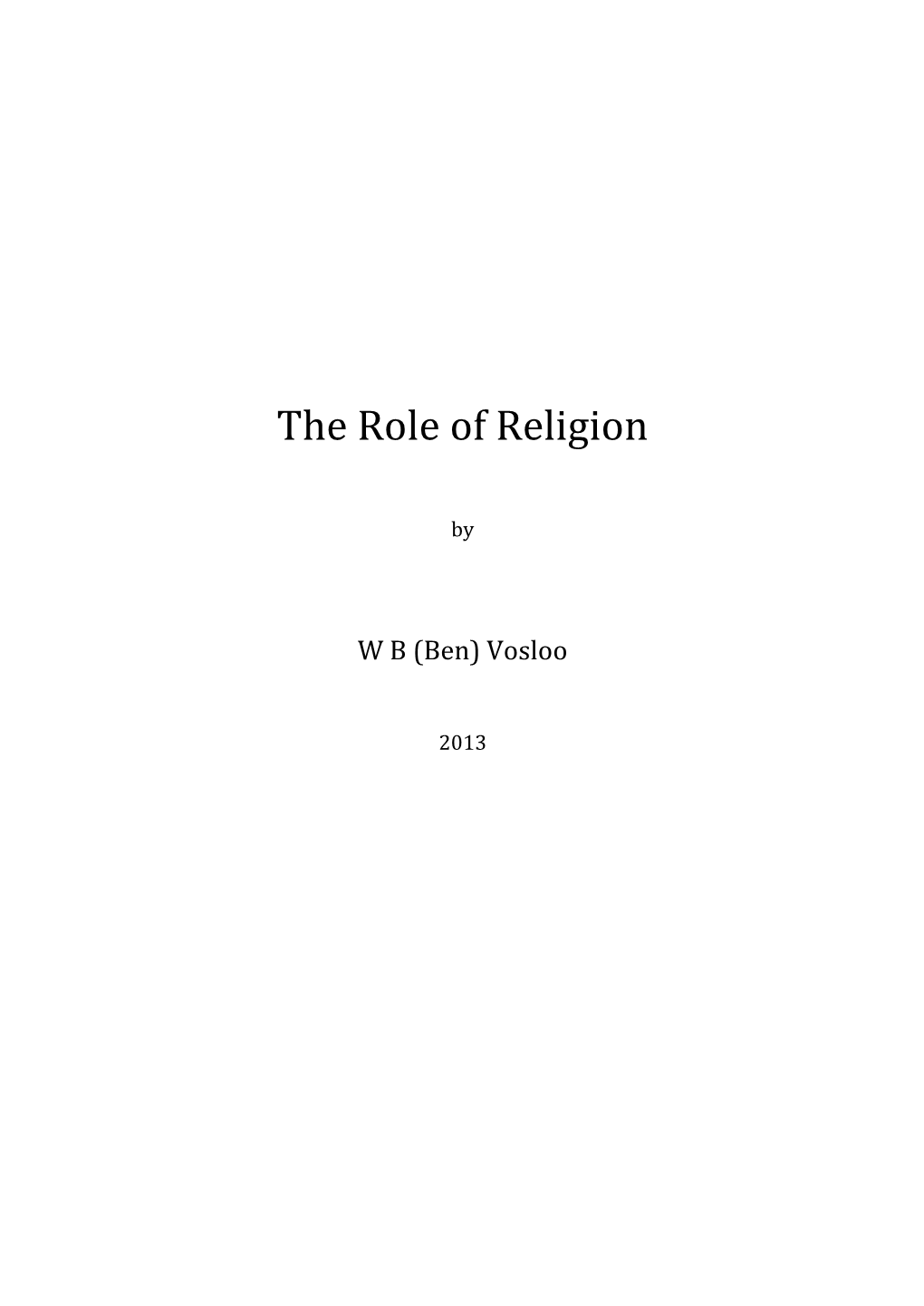 The Role of Religion