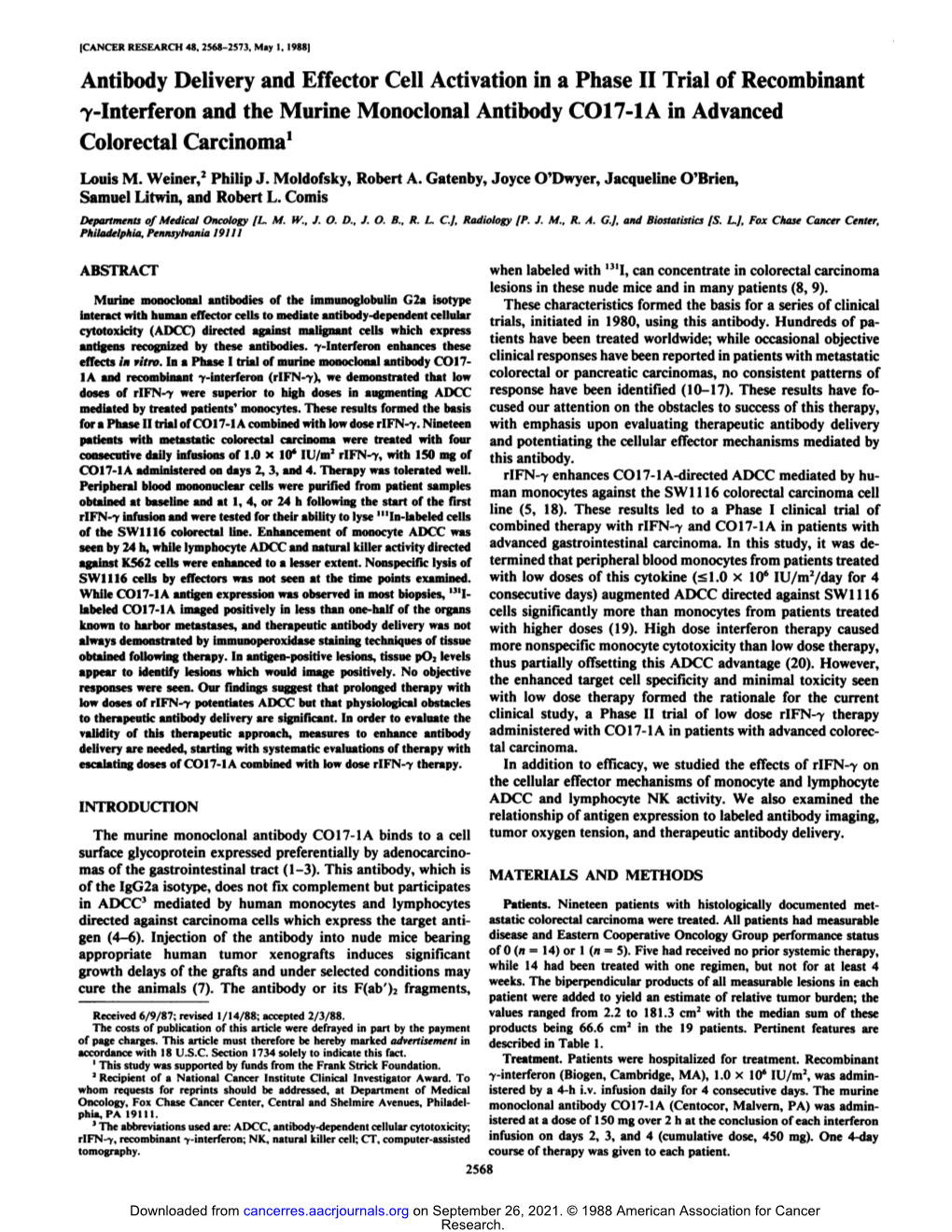 Antibody Delivery and Effector Cell Activation in a Phase II Trial Of