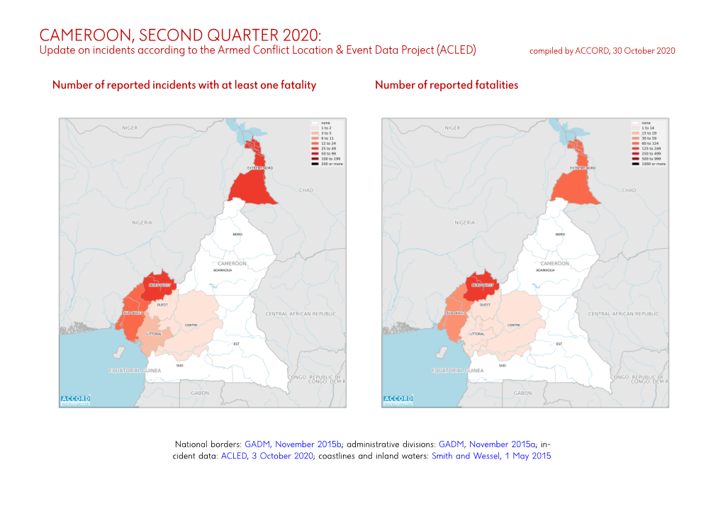 Cameroon, Second Quarter 2020: Update on Incidents According to the Armed Conflict Location & Event Data Project (ACLED)
