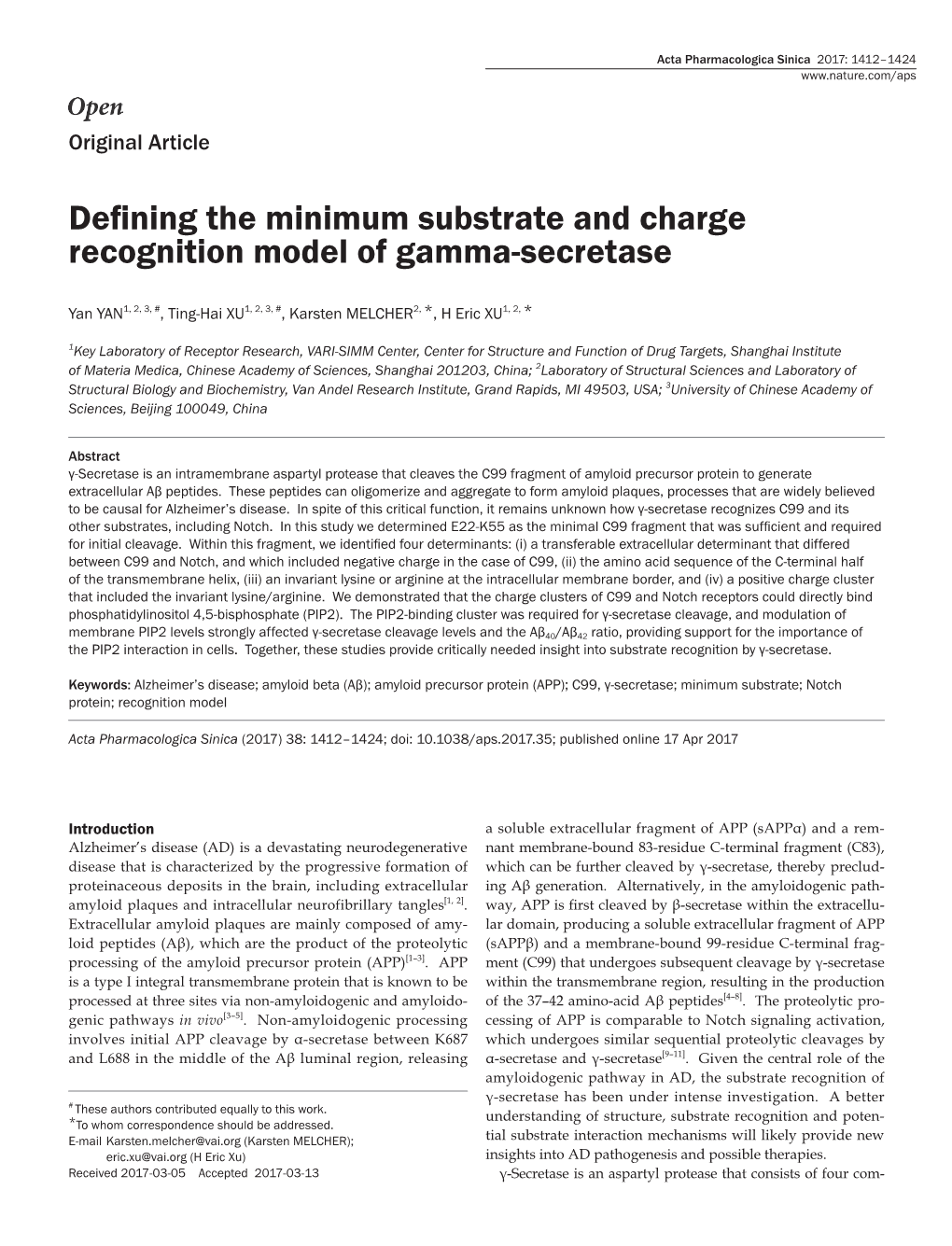 Defining the Minimum Substrate and Charge Recognition Model of Gamma-Secretase