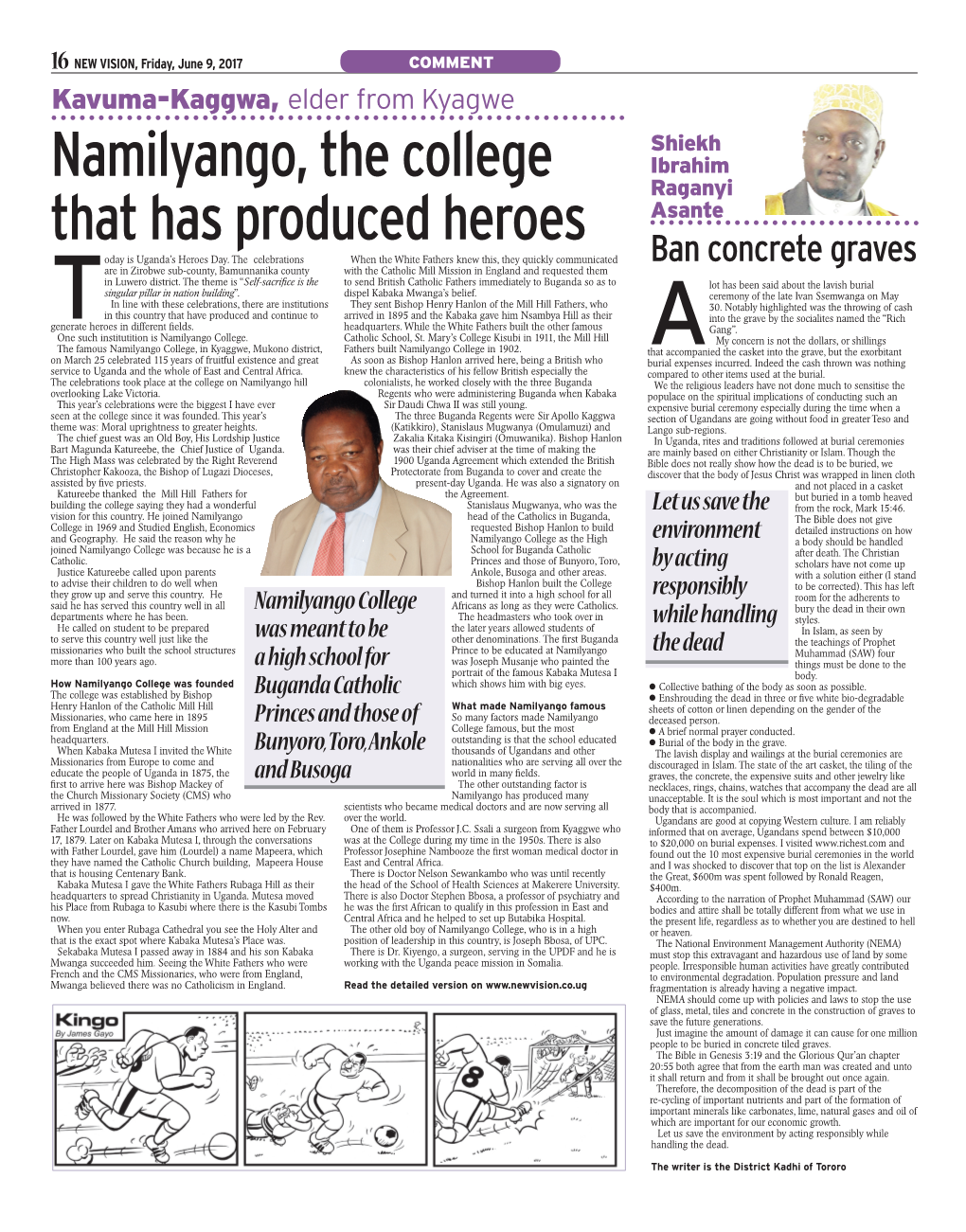 Namilyango, the College That Has Produced Heroes