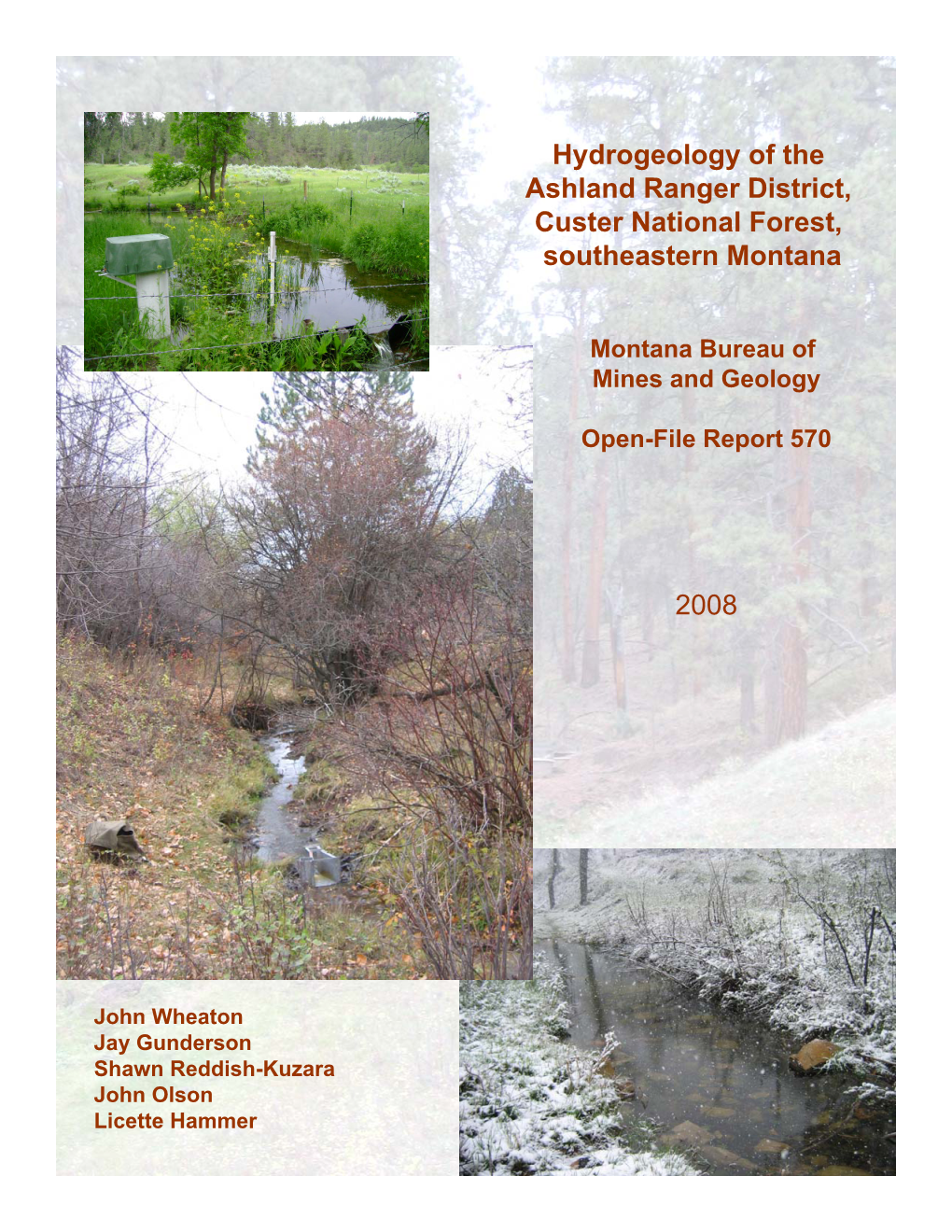 2008 Hydrogeology of the Ashland Ranger District, Custer National Forest, Southeastern Montana