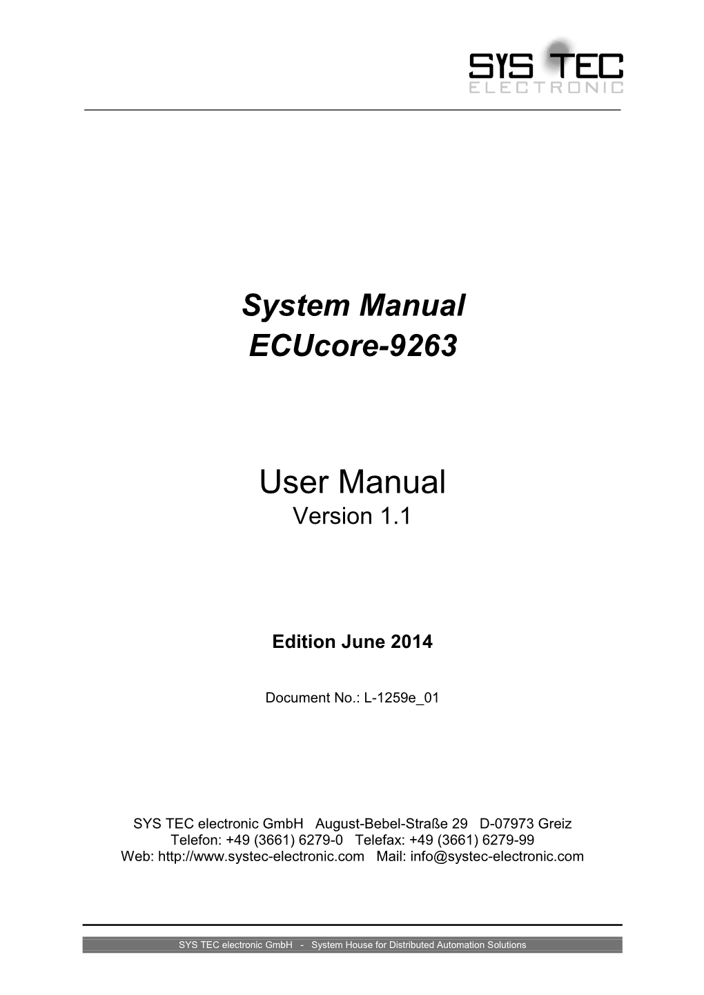 L1253, System Manual Ecucore-9G20
