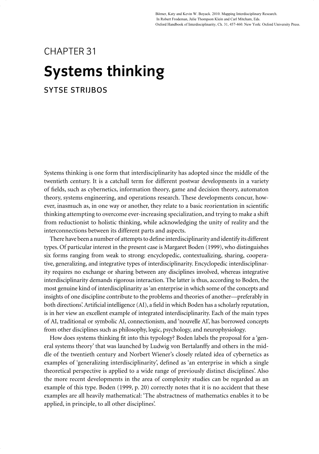 Systems Thinking SYTSE STRIJBOS