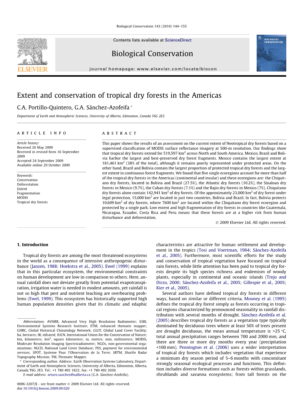 Extent and Conservation of Tropical Dry Forests in the Americas